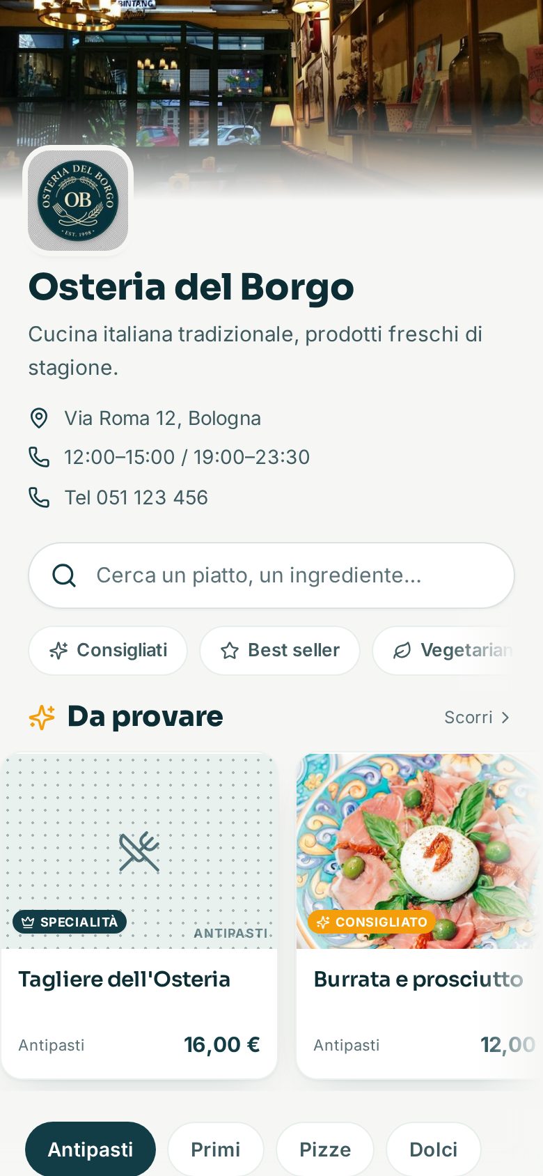 Qora Menu su smartphone